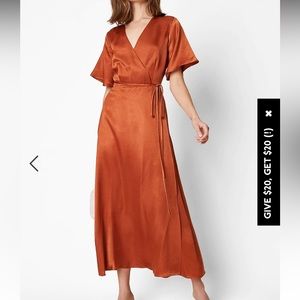 Whimsy + Row Satin Lola Midi Wrap Dress
